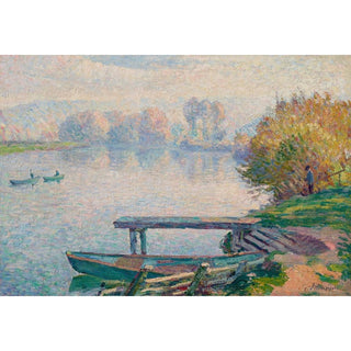 L'étang de Saint-Pierre, pêcheur et barques - Henri Lebasque | Reproduction Tableau Décoration murale affiche copie