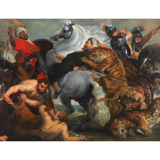 La Chasse au tigre, au lion et au léopard - Follower of Peter Paul Rubens | Reproduction Tableau Décoration murale affiche copie