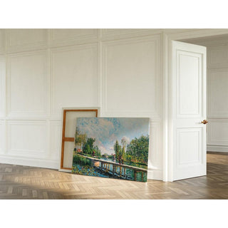 La Passerelle - Chemin de Halage du Canal du Loing - Alfred Sisley | Reproduction Tableau Décoration murale affiche copie