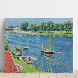La Seine à Argenteuil, bateaux au mouillage - Gustave Caillebotte | Reproduction Tableau Décoration murale affiche copie