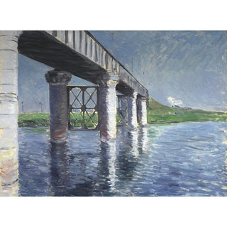 La Seine et le pont ferroviaire d'Argenteuil - Gustave Caillebotte | Reproduction Tableau Décoration murale affiche copie
