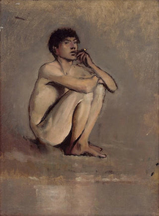 Ladislav Mednynszky - Study of a Seated Nude of a Young Man.webp