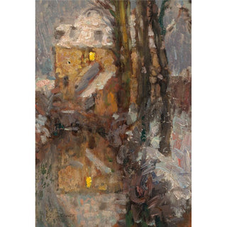 Le Canal, Neige, Gisors - Henri Le Sidaner | Reproduction Tableau Décoration murale affiche copie