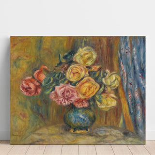 Les Roses au Rideau Bleu - Pierre-Auguste Renoir | Reproduction Tableau Décoration murale affiche copie