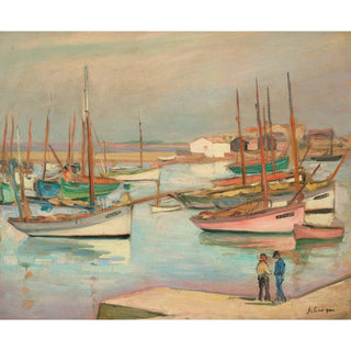 Maisons sur le port à l'île d'Yeu - Henri Lebasque | Reproduction Tableau Décoration murale affiche copie