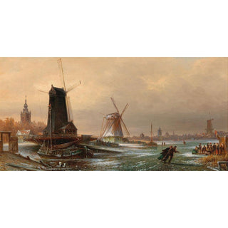 Moulin à Scie, Moulin à Eau et Moulin à Farine près d’Amsterdam d'Elias Pieter van Bommel | Reproduction Tableau Décoration murale affiche copie