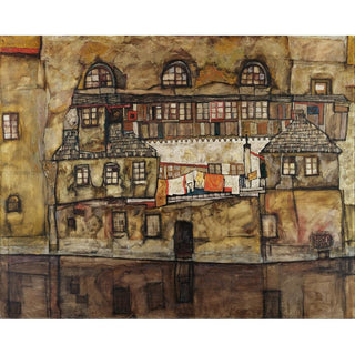 Mur d'enceinte sur la rivière - Egon Schiele | Reproduction Tableau Décoration murale affiche copie