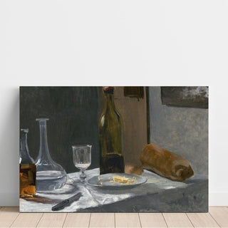 Nature morte avec bouteille, carafe, pain et vin - Claude Monet | Reproduction Tableau Décoration murale affiche copie