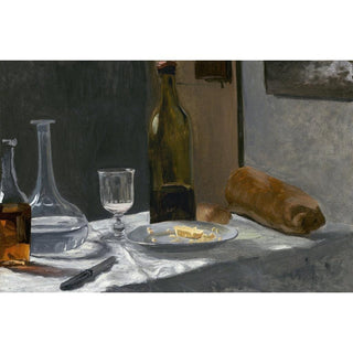 Nature morte avec bouteille, carafe, pain et vin - Claude Monet | Reproduction Tableau Décoration murale affiche copie