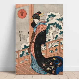 Neige; beauté sur une véranda milieu du XIXe siècle - Utagawa Kuniyoshi | Reproduction Tableau Décoration murale affiche copie