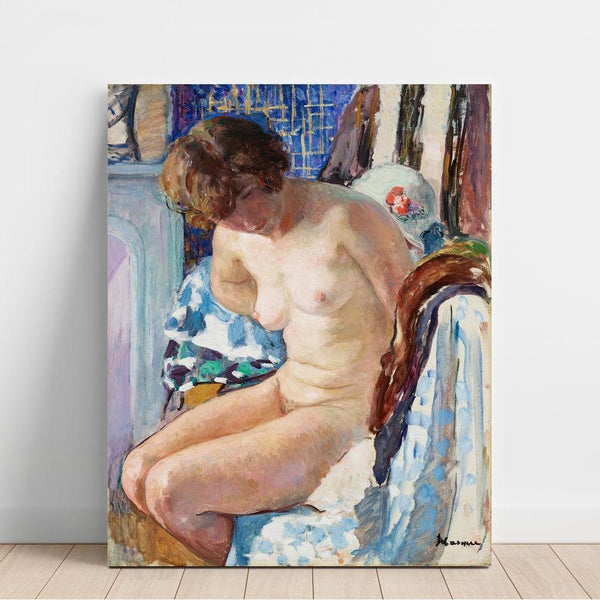 Reproductie van het schilderij van het zitende schilderij bij de open haard - Henri Lebasque
