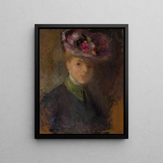 Olga Boznanska - Portrait of a woman in a hat with flowers.webp