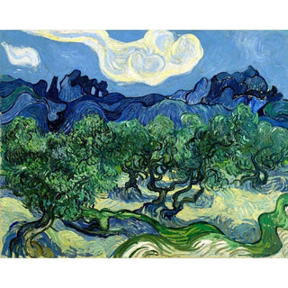 Oliviers avec les Alpilles en arrière-plan - Vincent Van Gogh | Reproduction Tableau Décoration murale affiche copie