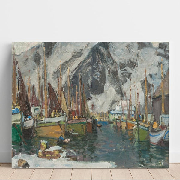 Reproductie van het schilderij Van de vissersboten in Svolvær, studie van de Lofoten - Anna Boberg