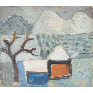 Paysage d'hiver avec maisons - Sasza Blonder | Reproduction Tableau Décoration murale affiche copie