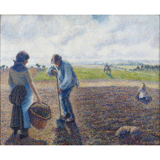 Paysans dans les champs, Éragny - Camille Pissarro | Reproduction Tableau Décoration murale affiche copie