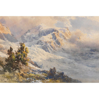 Piz Roseg - Glacier de Tschiervagletscher - Edward Theodore Compton | Reproduction Tableau Décoration murale affiche copie