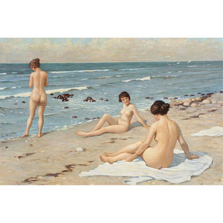 Scène de plage avec femmes se baignant - Paul Fischer | Reproduction Tableau Décoration murale affiche copie