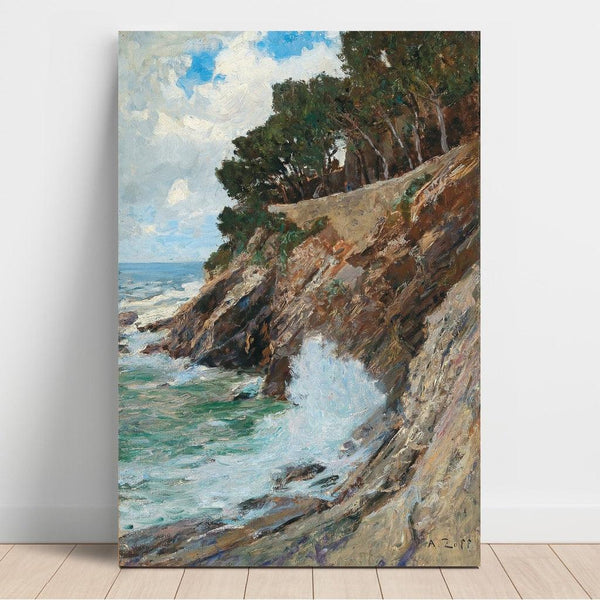 Reproductie van het schilderij scène aan de kust van Nervi - Alfred Zoff