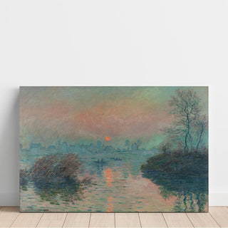 Soleil couchant sur la Seine à Lavacourt, effet d'hiver - Claude Monet | Reproduction Tableau Décoration murale affiche copie