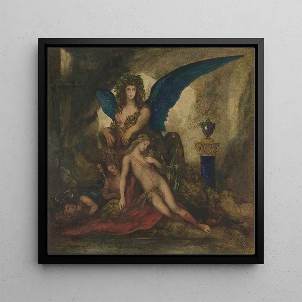Sfinx in een grot, koning dichter en krijger - Gustave Moreau — ingelijst kunstwerk aan de muur