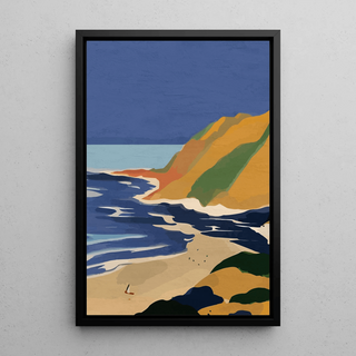 Tableau Coloré – Côte d’Été Vintage | Affiche Paysage Marin Style Rétro | Déco Inspirée des Affiches de Voyage pour Salon ou Bureau
