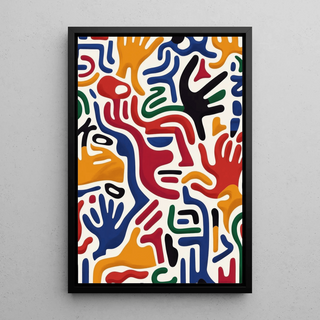 Tableau Pop Art – Mouvement des Mains | Affiche Colorée Abstraite aux Mains Stylisées | Poster Dynamique et Contemporain pour Salon ou Bureau
