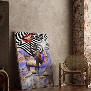Tableau Street Art – Sérénité Psychédélique | Poster Pop Art Surréaliste avec Champignons et Spirales | Affiche Colorée Inspirée du Rêve