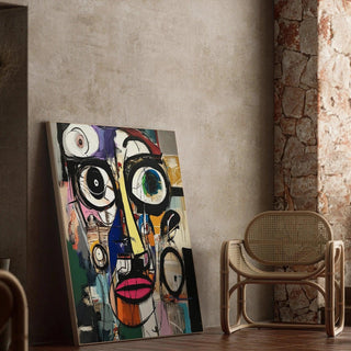 Tableau Street Art – Visage Fracturé | Poster Abstrait Urbain Multicolore | Affiche Moderne d’Art Contemporain Expressif