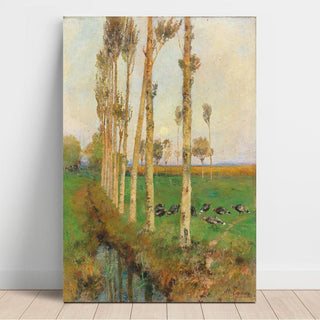 Une avenue bordée de peupliers avec des dindes - Marie Egner | Reproduction Tableau Décoration murale affiche copie