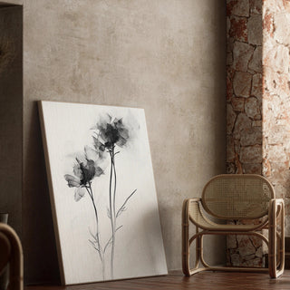 Tableau design noir et blanc - Évanescence Florale