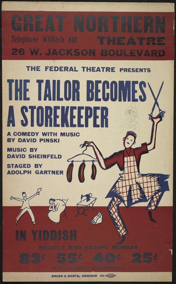 Vintage theaterposter The Tailor Becomes a Storekeeper in het Jiddisch