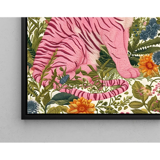 Tigerbild - Rosa Blumen Tiger