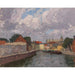 Reproductie van het schilderij A Kanaal met boten voor een stad - Alfred Zoff