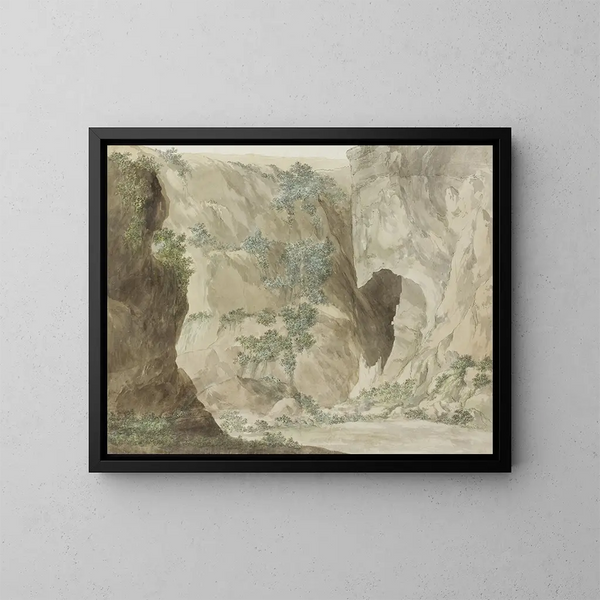 Buitenmuur schilderij van de grot Oor van Denys - Abraham Louis Rodolphe Ducros — ingelijst kunstwerk aan de muur