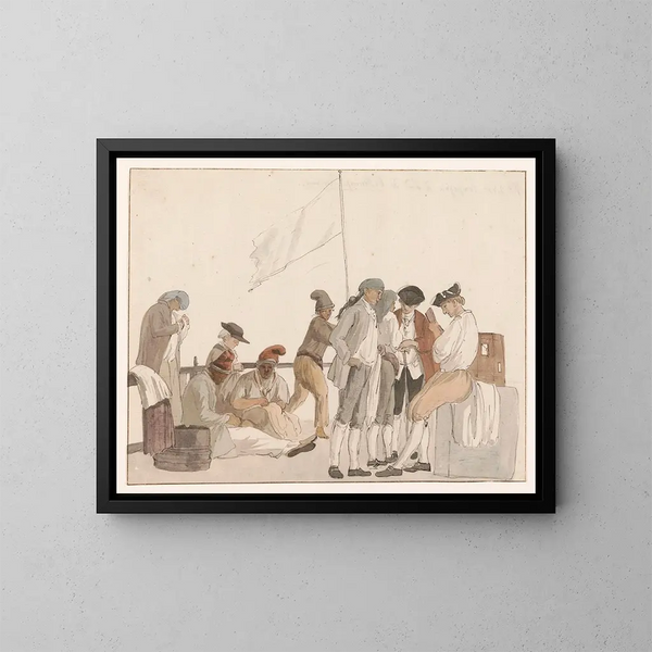 van de compagnie aan boord van het schip de Heureuse Marianne - Abraham Louis Rodolphe Ducros — ingelijst kunstwerk aan de muur