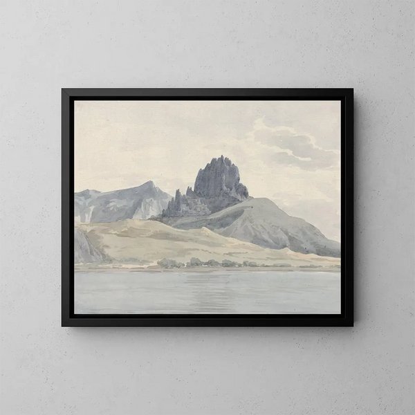Uitzicht op de kust van Pentidatilo tegenover Kaap Spartivento - Abraham Louis Rodolphe Ducros — ingelijst kunstwerk aan de muur