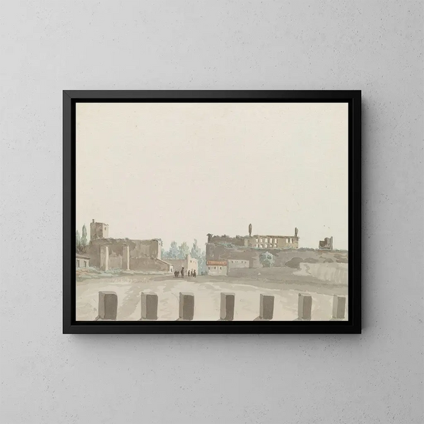 Oud paleis van koningin Jeanne bij de uitgang van Napels door de Porta Capuana - Abraham Louis Rodolphe Ducros — ingelijst kunstwerk aan de muur