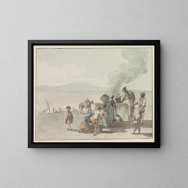 van de fusie van teer in Chiaja, Napels - Abraham Louis Rodolphe Ducros — ingelijst kunstwerk aan de muur
