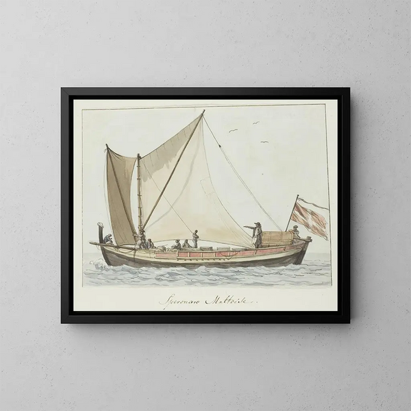 Speronare, schip afkomstig uit Malta - Abraham Louis Rodolphe Ducros — ingelijst kunstwerk aan de muur