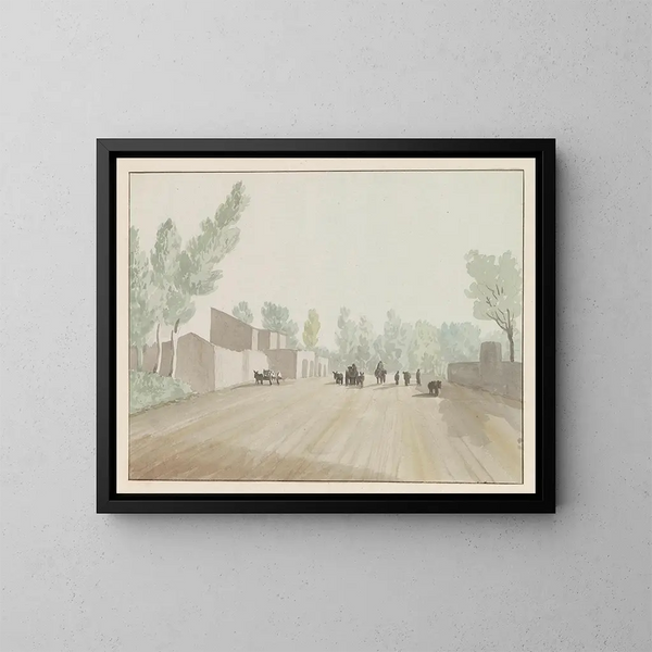 Straatscène bij de uitgang van Napels nabij Cisterna - Abraham Louis Rodolphe Ducros — ingelijst kunstwerk aan de muur