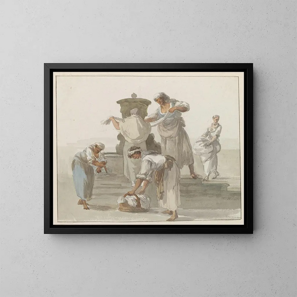 De vrouwen van Chiaja in Napels - Abraham Louis Rodolphe Ducros — ingelijst kunstwerk aan de muur