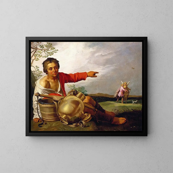 De herder die Tobias en de engel toont - Abraham Bloemaert — ingelijst kunstwerk aan de muur