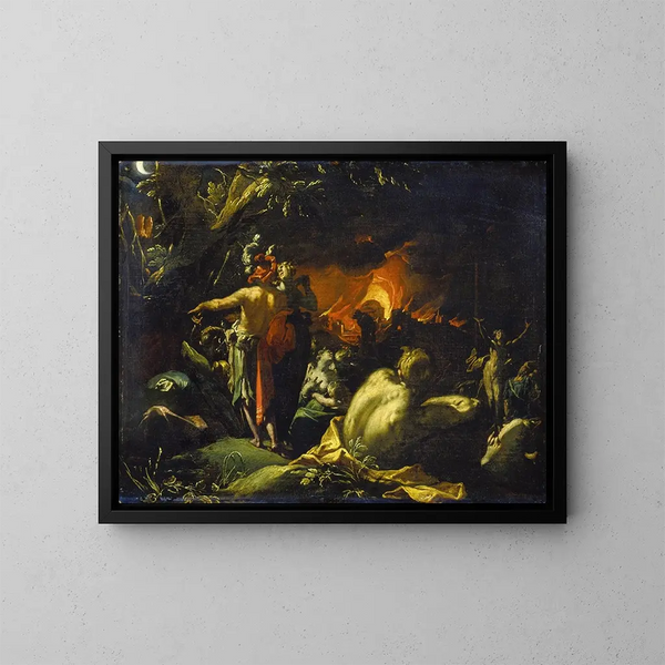 De vernietiging van Troje - Abraham Bloemaert — ingelijst kunstwerk aan de muur