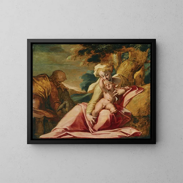 De rust tijdens de vlucht naar Egypte - Abraham Bloemaert — ingelijst kunstwerk aan de muur