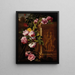 Roses dans un jardin avec un socle sculpté - Abraham Brueghel — framed artwork on a wall