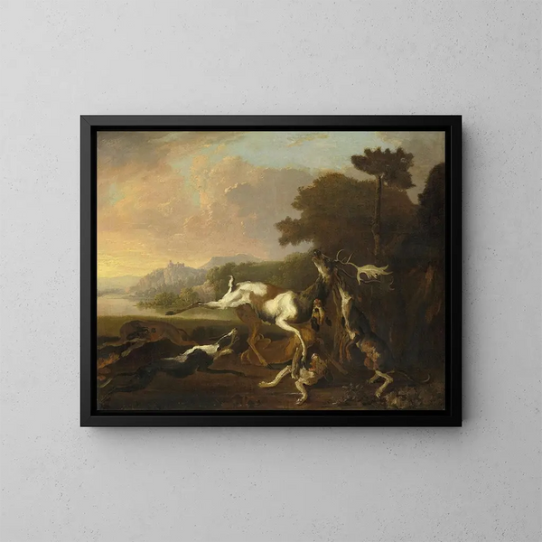 Jacht op de hert - Abraham Hondius — ingelijst kunstwerk aan de muur