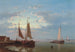 Bateaux de pêche amarrés dans un port calme - Abraham Hulk — weergave van het kunstwerk