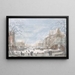 Snow falling on a Dutch city - Abraham Rademaker — framed artwork on a wall