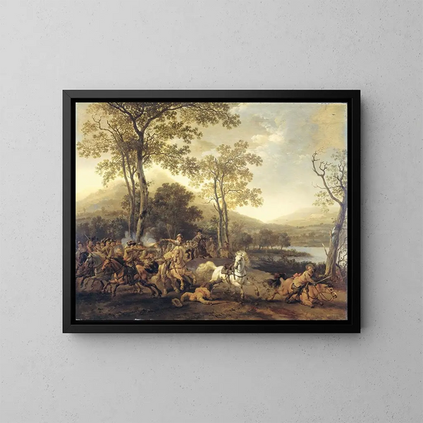Escarmouche de cavalerie - Abraham van Calraet — ingelijst kunstwerk aan de muur